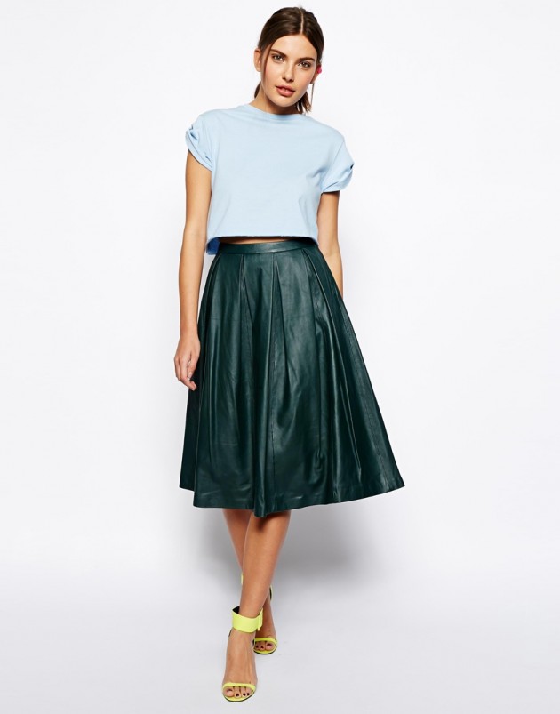 leather skirt green